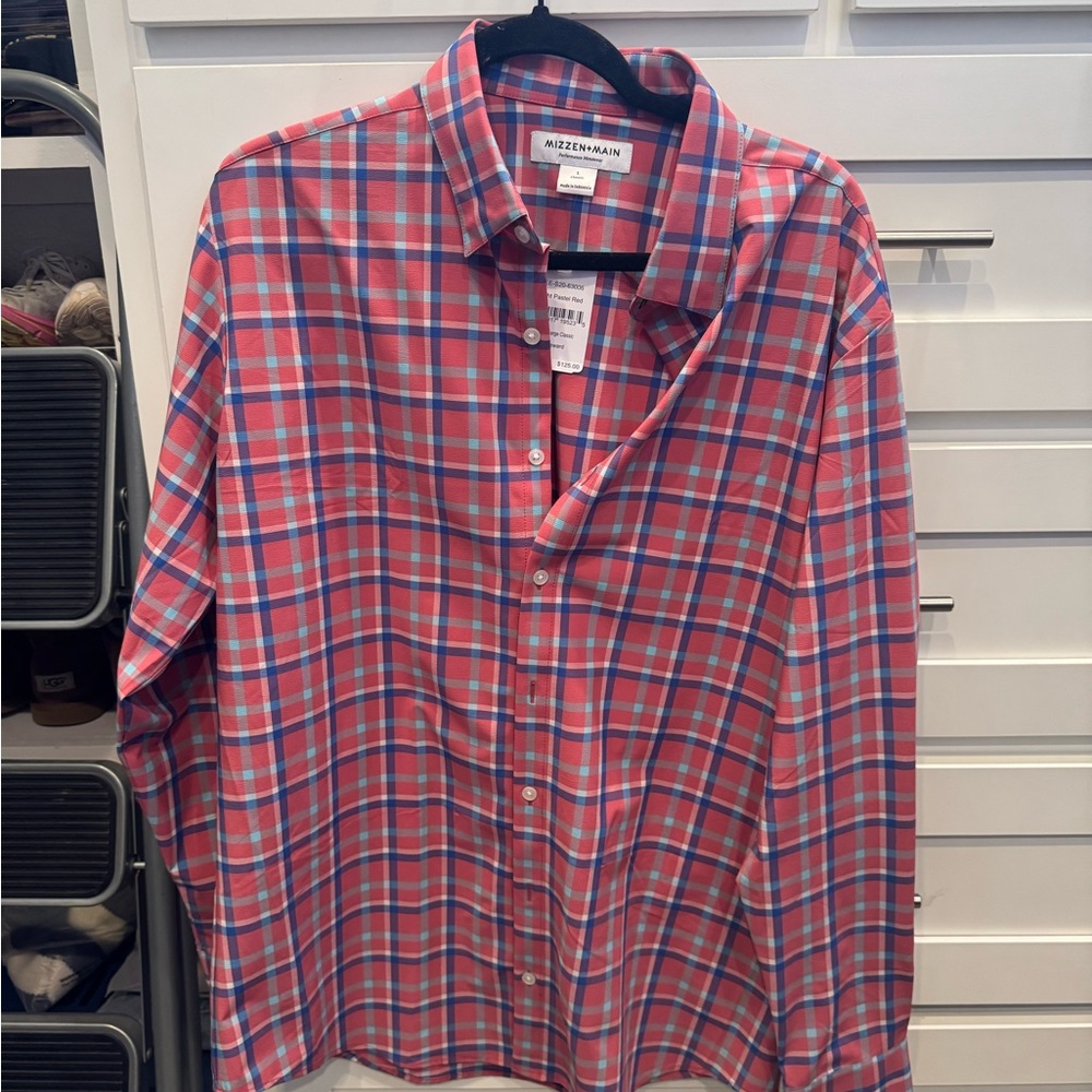 Mizzen+Main Men’s Plaid Button Down Classic Fit Size L NWT